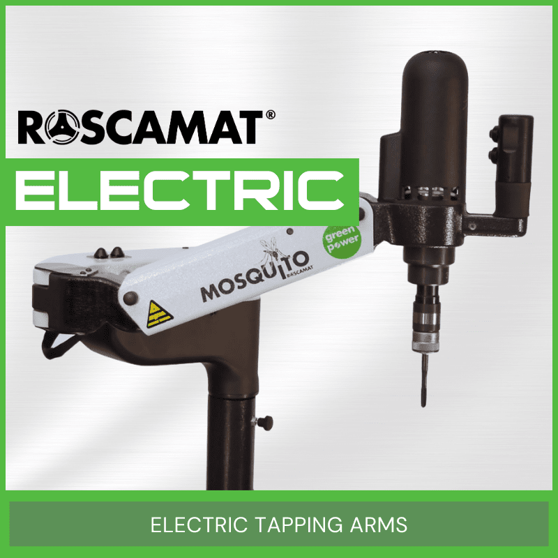 Collection of electric tapping arms in various sizes and VH configurations, showcasing versatile designs with adjustable drill heads and sturdy metal construction