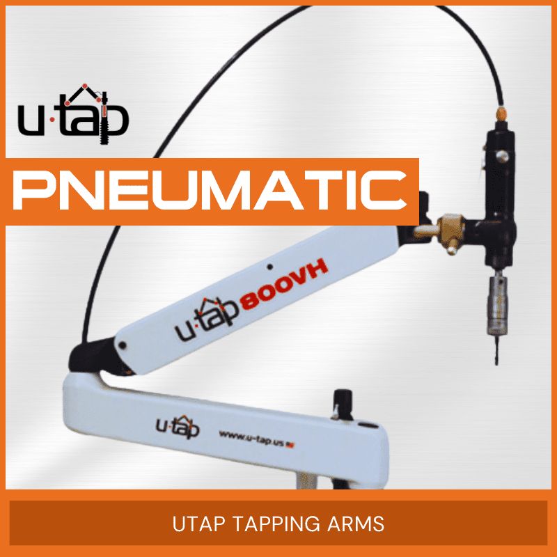 U-tap tapping arm featuring adjustable arms and manual threading mechanisms with sturdy metal frames