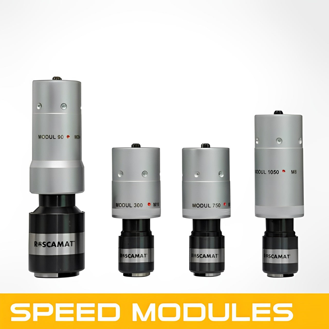 Set of interchangeable speed modules designed for use with Model 400, 500, 500RH, and TIGER tapping arms, allowing for adjustable tapping speeds to accommodate various materials and applications.