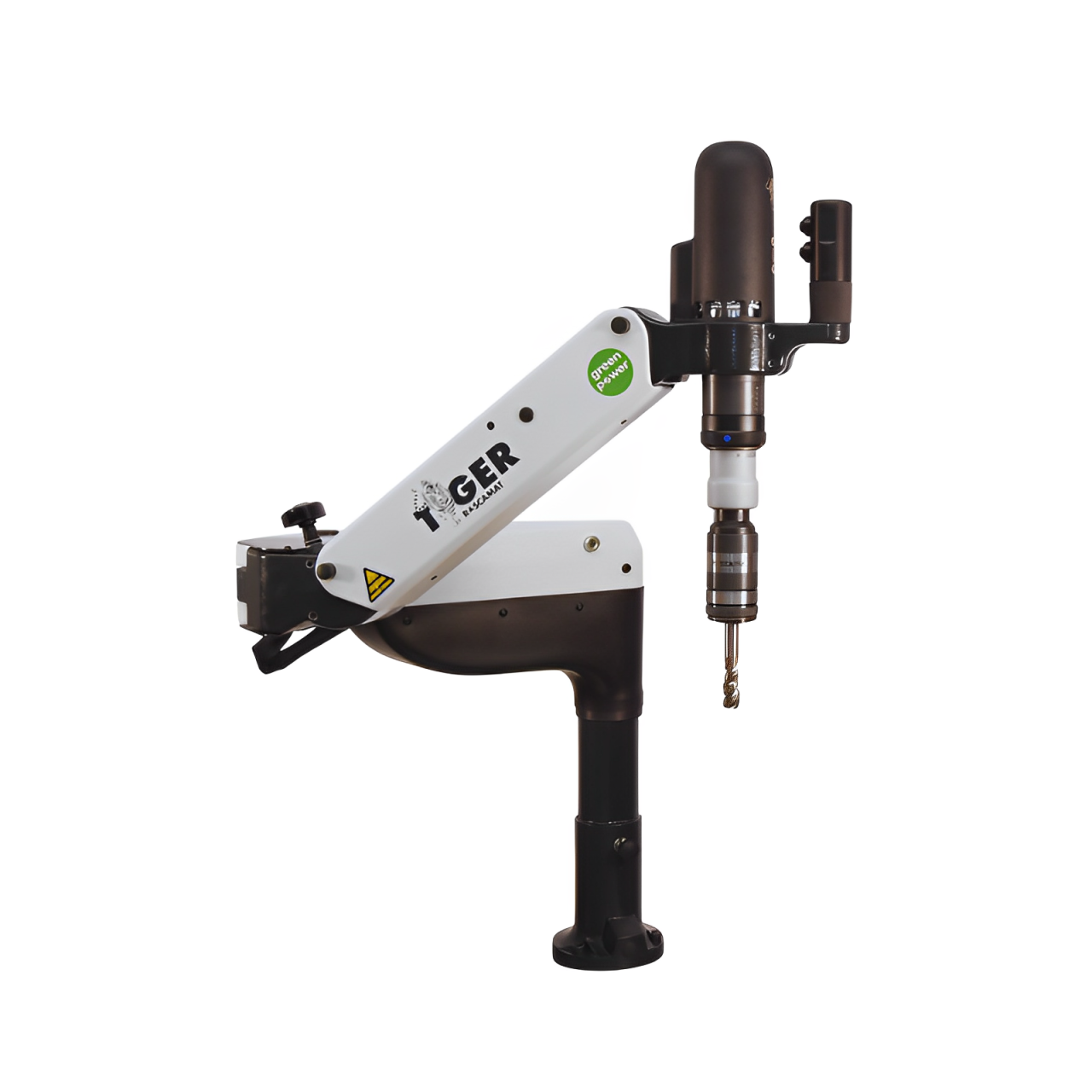 Industrial tapping arm featuring a high-frequency motor, speed control variator, right-hand rotation control, and 7 interchangeable speed modules.